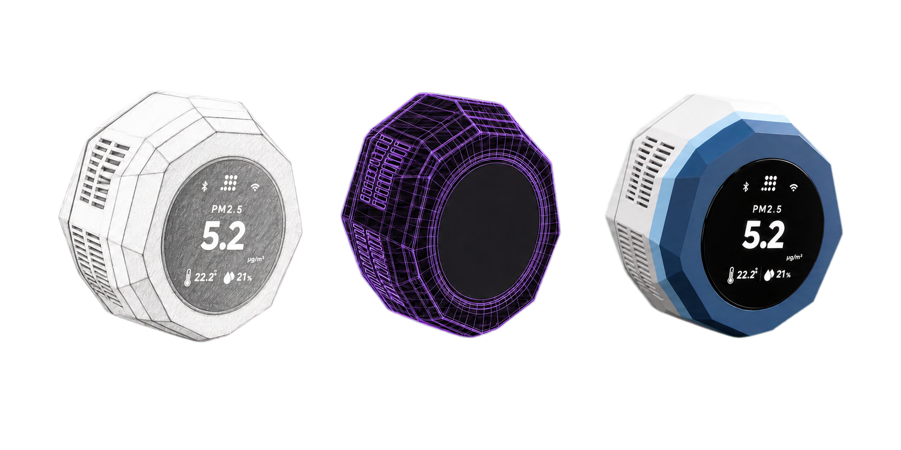 Three indoor air quality sensor development stages